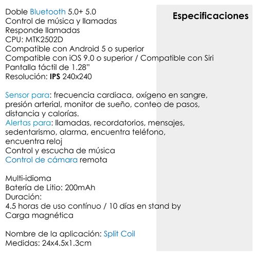 Reloj Smartwatch Vak 115 Piel Bluetooth Calorias Musica.
