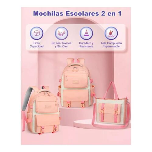 Mochila escolar Backpack-13N color rosa diseño liso 30 L Rosa