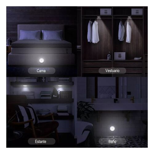 Sensor De Movimiento Luces Nocturnas Usb Recargables 3 Pieza Blanco
