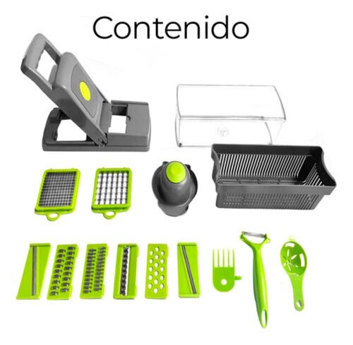 Rallador Cortador Rebanador Picador Manual De Verduras Fruta Color Transparente con Gris
