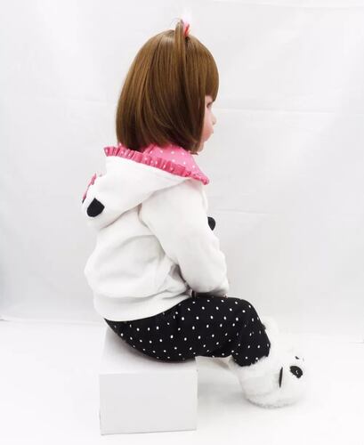 Bebé Reborn Muñeca Silicona De Cuerpo Completo 48cm Panda.