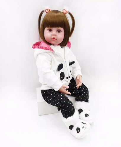 Bebé Reborn Muñeca Silicona De Cuerpo Completo 48cm Panda.