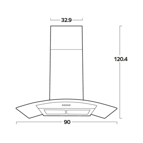 Campana Isla EB Técnica EB-393IC de 90 cm Purificadora Acero Inox y Cristal.