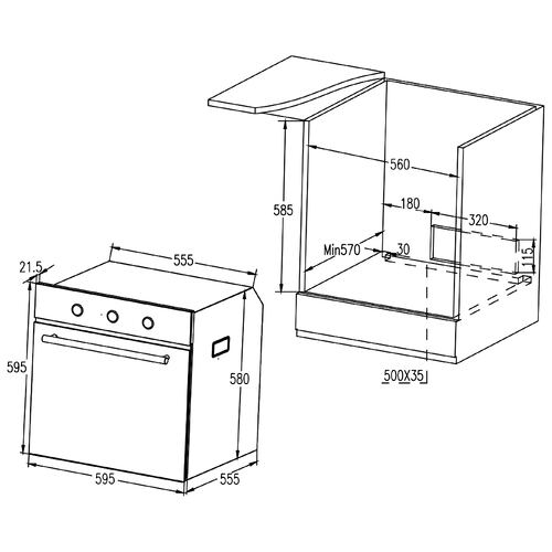 Horno Eléctrico Empotrable de Convección EB Técnica EB-501 de 60 cm Acero Inox.