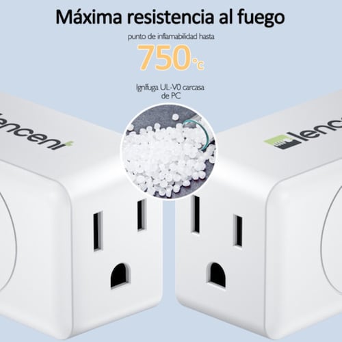 Multicontacto Triple Lencent Clavijas Enchufe Adaptador X 2 Blanco