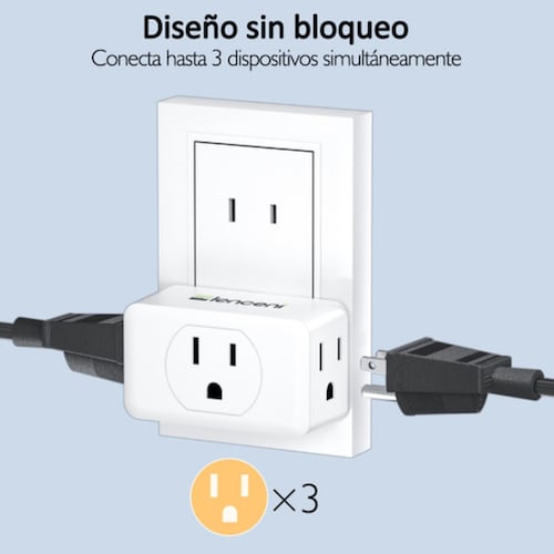 Multicontacto Triple Lencent Clavijas Enchufe Adaptador X 2 Blanco
