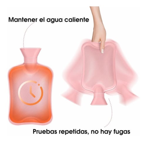 Bolsa De Agua Caliente Goma Con Cubierta De Cintura Y Funda Rosa