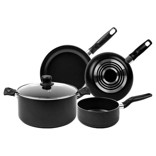 Bateria De Cocina T-fal 5 Pzas Negro Antiadherente 5813700.