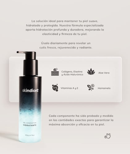 Gel Hidratante Facial Skindion con Ácido Hialurónico y Colágeno.
