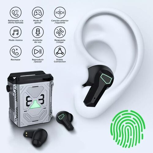 Audífonos In-ear Gamer Inalámbricos Personalizados Gris