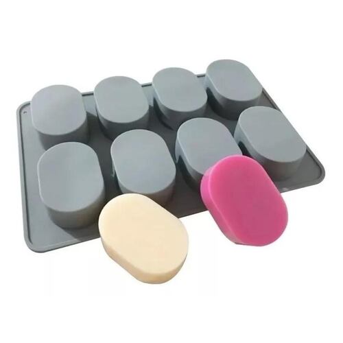 Molde Silicon 8 Cavidades Ovaladas , Jabon ,chocolate , Etc Gris 