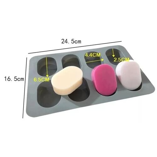 Molde Silicon 8 Cavidades Ovaladas , Jabon ,chocolate , Etc Gris 