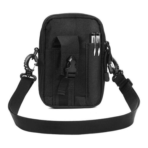 Bolsa Mariconera Porta Celular Multiusos, Color Negro