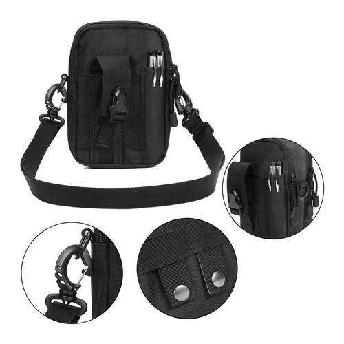 Bolsa Mariconera Porta Celular Multiusos, Color Negro