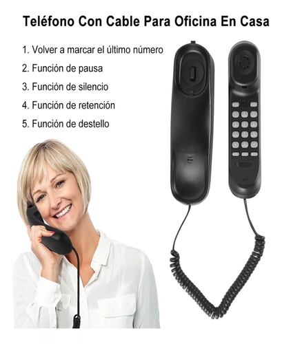 Telefonos Fijos Alambrico Casa Oficina Modernphone Negro.