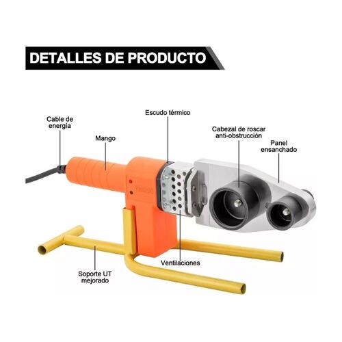 Kit De Termofusora Naranja Con 6 Dados (20 Mm A 63 Mm) Tijeras Gris