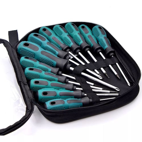 Kit Destornillador Conjunto De Herramientas 12 Piezas Negro/Azul