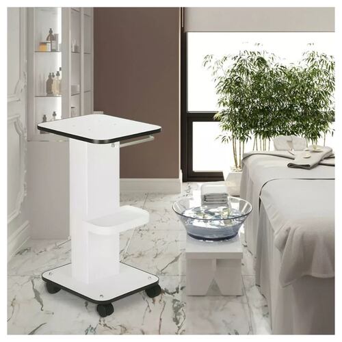Mesa Carrito Auxiliar para Spa Estetica, Color Blanco 