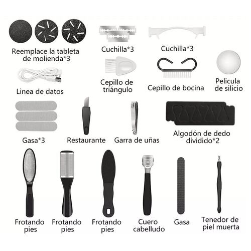 Removedor De Callos Eléctrico Para Pies Con Vacío 25 Piezas Blanco