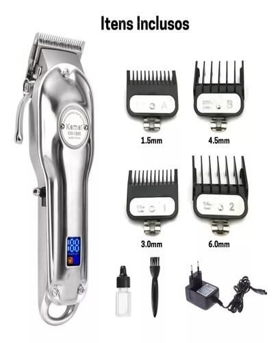 Cortadora de pelo Kemei KM-1996 plata 110V/240V.