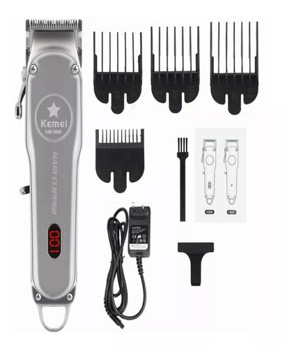 Cortadora de pelo Kemei KM-1996 plata 110V/240V.