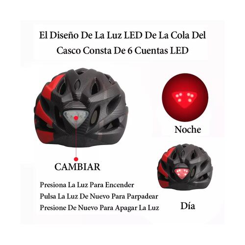Casco De Bicicleta Con Led Luz Y Removibles Visera Solar
