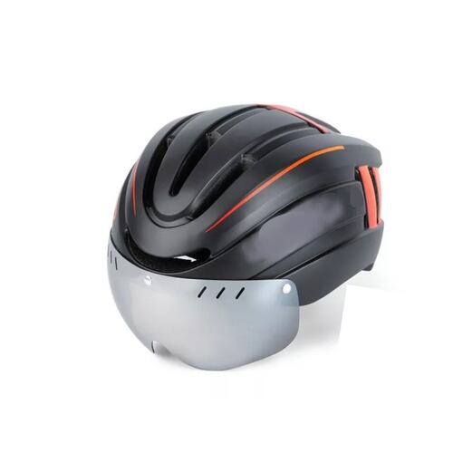 Casco De Bicicleta Ajustable Con Gafas De Sol Y Luz D/alerta L