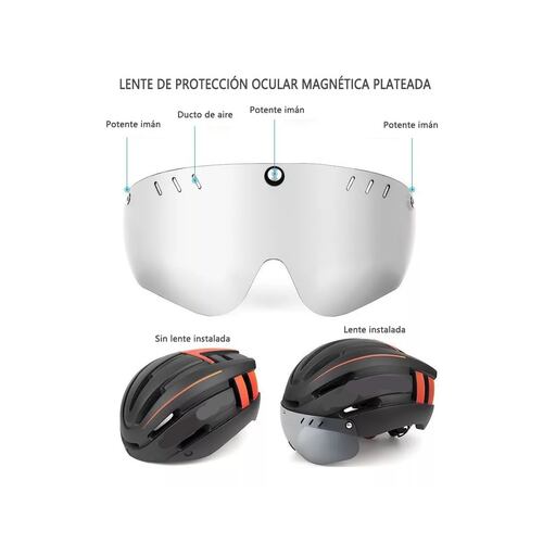 Casco De Bicicleta Ajustable Con Gafas De Sol Y Luz D/alerta L