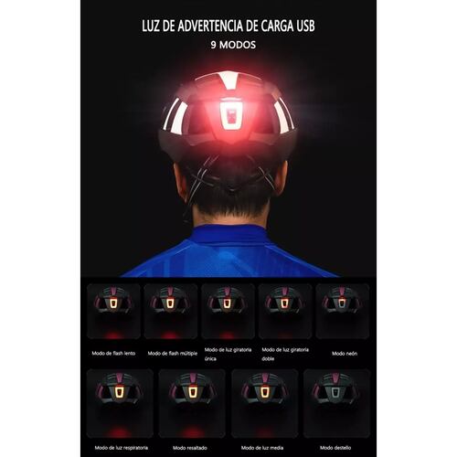 Casco De Bicicleta Ajustable Con Gafas De Sol Y Luz D/alerta L