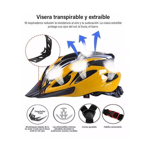 Kit Casco De Bicicleta Unisex+ Luz De Bicicleta+mascara+gafas Amarillo