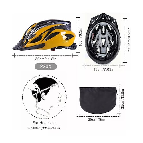 Kit Casco De Bicicleta Unisex+ Luz De Bicicleta+mascara+gafas Amarillo