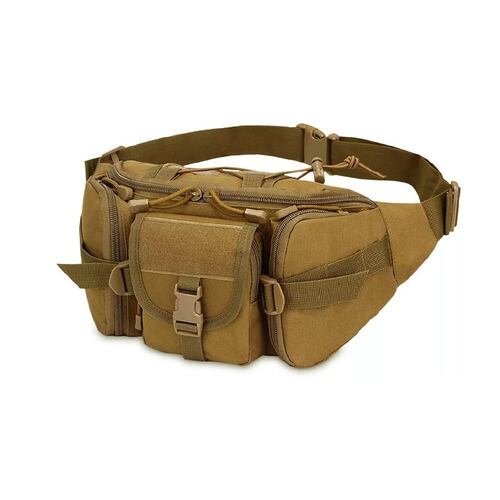Cangurera Tactica Militar Impermeable Riñonera Deportiva Caqui