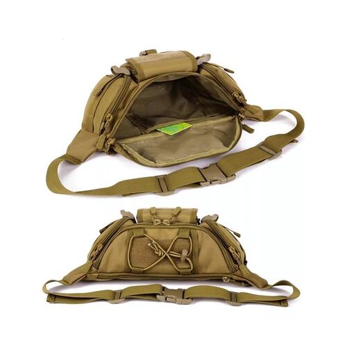 Cangurera Tactica Militar Impermeable Riñonera Deportiva Caqui