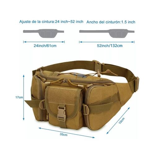 Cangurera Tactica Militar Impermeable Riñonera Deportiva Caqui