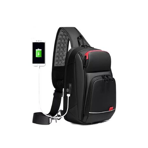 Pechera Mochila Cruzada Para Hombre Lujo Antirrobo Carga Usb