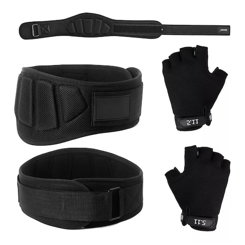 Gym Lumbar Pesas Ejercicios Faja Crossfit Cinturón Y Guantes L
