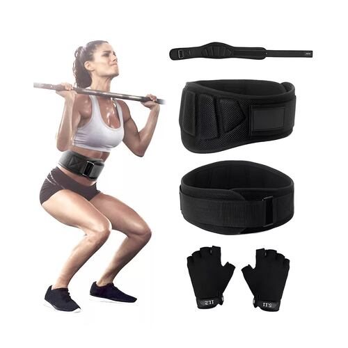 Gym Lumbar Pesas Ejercicios Faja Crossfit Cinturón Y Guantes L