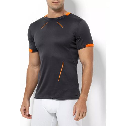 Playera 3 Piezas Deportiva Correr Manga Corta Gym Negro/Gris/Blanco