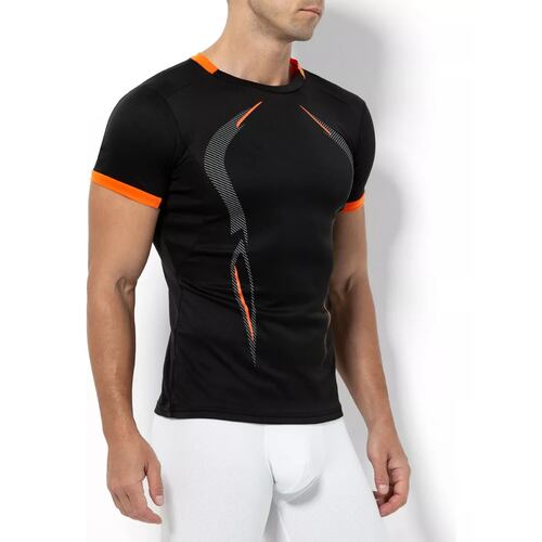 Playera 3 Piezas Deportiva Correr Manga Corta Gym Negro/Gris/Blanco