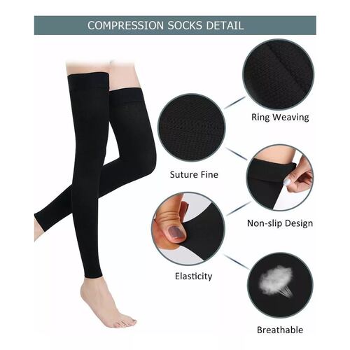Kit 2 Pares De Medias Médicas De Compresión Para Muslos, 20-30 XL