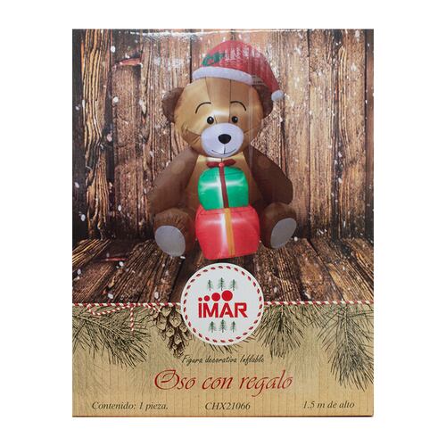 Inflable Navideño Oso De Peluche Gorro De Navidad 1.50mts