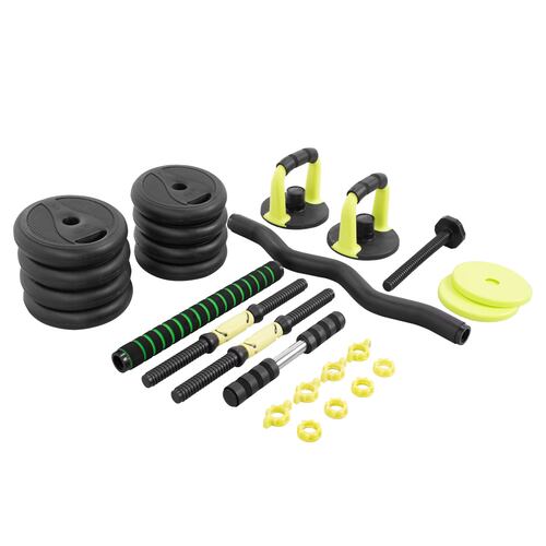 ALTERA JS-15 Juego De Mancuernas Ajustables Pesas 15 kg Verde FO.