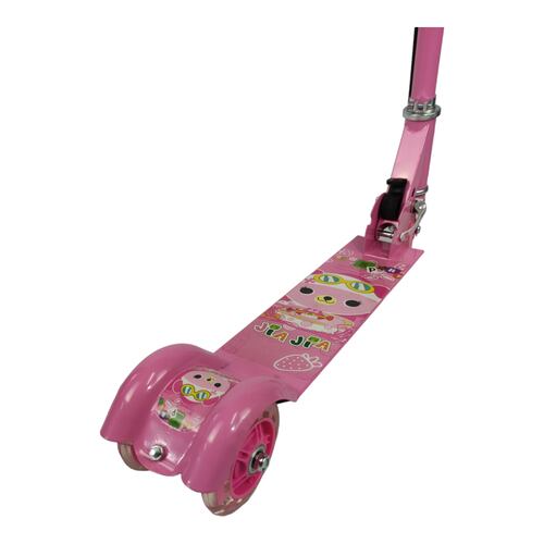 Patin del Diablo Scooter Tres Llantas con Luz y Freno de Mano  - Rosa.