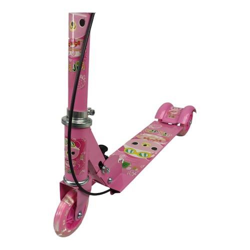 Patin del Diablo Scooter Tres Llantas con Luz y Freno de Mano  - Rosa.