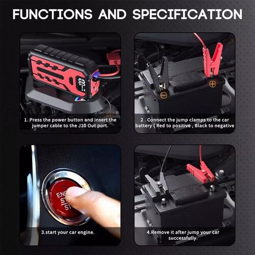 Arrancador De Baterias Auto Lcd Portátil 28000mah Para Coche