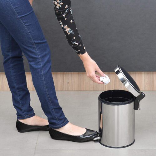 Cesto Tacho Basura Acero Inoxidable Pedal 5 Lts Tramontina