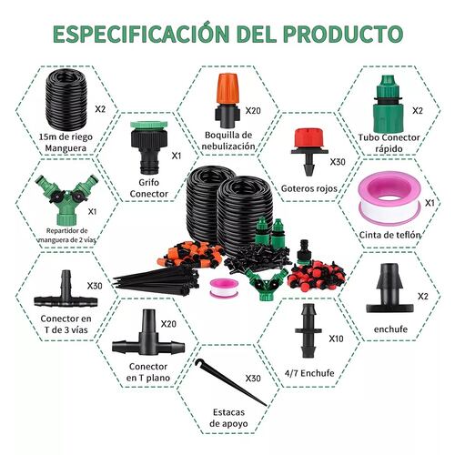Sistema De Riego Por Goteo Y Aspersión Para Jardín Kit 20