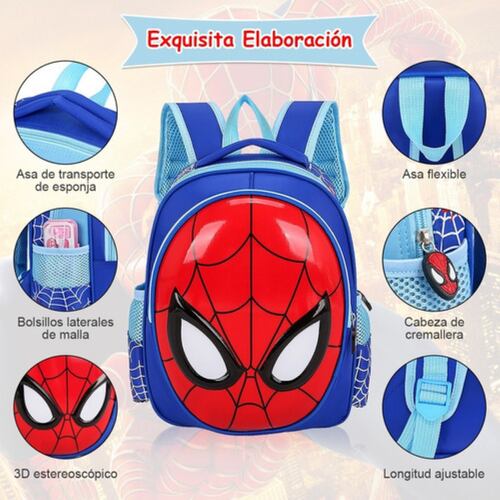 Mochila Preescolar Spider Man 3d Dibujos Animados Azul