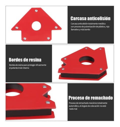 Imán Escuadra Para Soldar Magnética Herramientas 6 Pzs Rojo