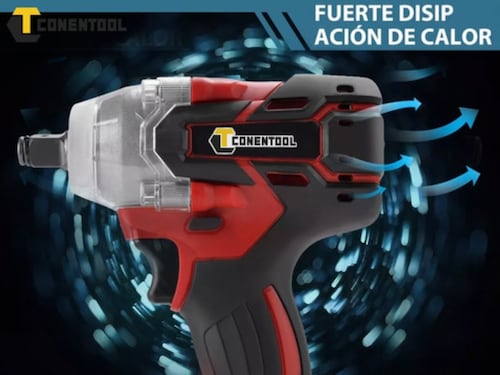 Pistola Impacto Llave Taladro Inalámbrica Sincarbono 650nm, Color Negro con Rojo